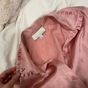 Fleur du mal pink silk shirt dress size 0